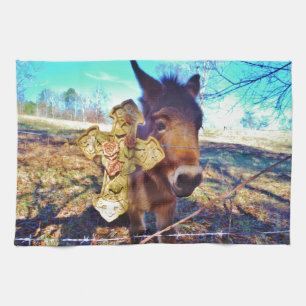 Donkey mit Rose Cross Handtuch