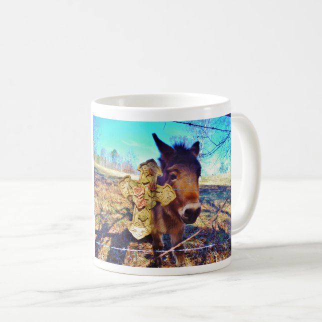 Donkey mit Rose Cross Kaffeetasse (VorderseiteRechts)