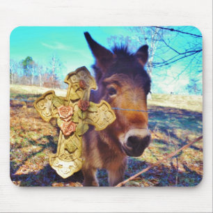 Donkey mit Rose Cross Mousepad