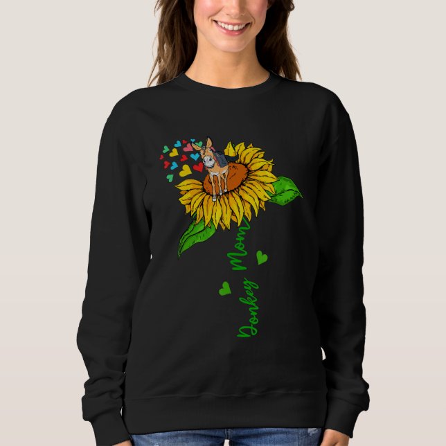 Donkey Mom Cute Animals On Sunflower Farmer Mother Sweatshirt (Vorderseite)