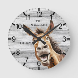 Donkey Niedlich Personalisiert Runde Wanduhr