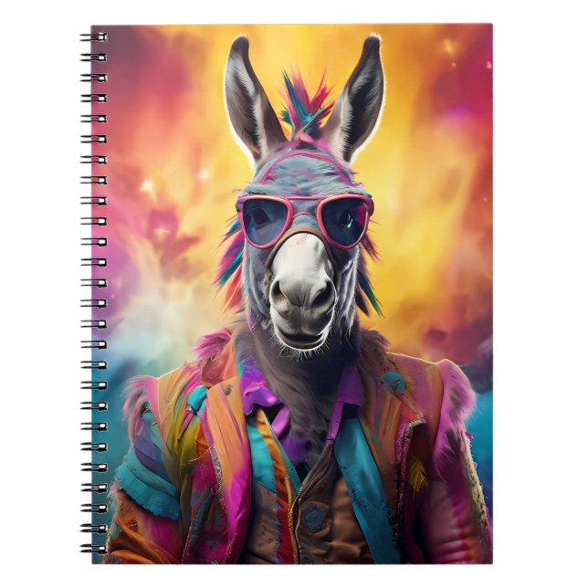 Donkey Pink Brille, Regenbogenhaar Notizblock (Vorderseite)