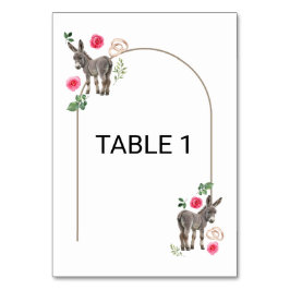 Donkey Pink Floral Wedding Table Number Card Tischnummer