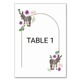 Donkey Purple Floral Rustic Wedding Tischnummer