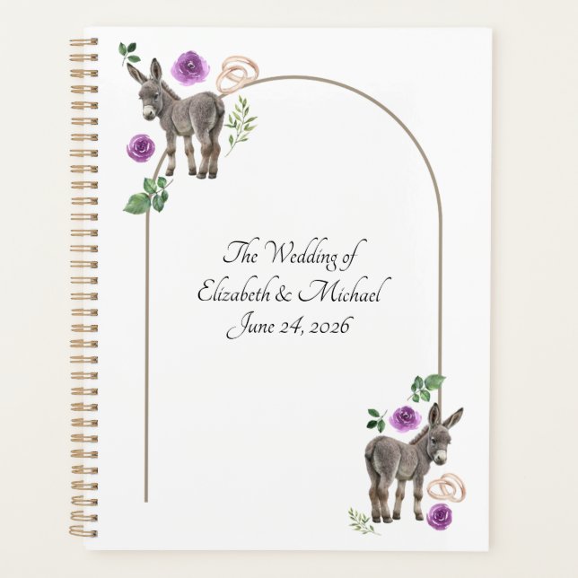 Donkey Purple Floral Wedding Planner Planer (Vorderseite)