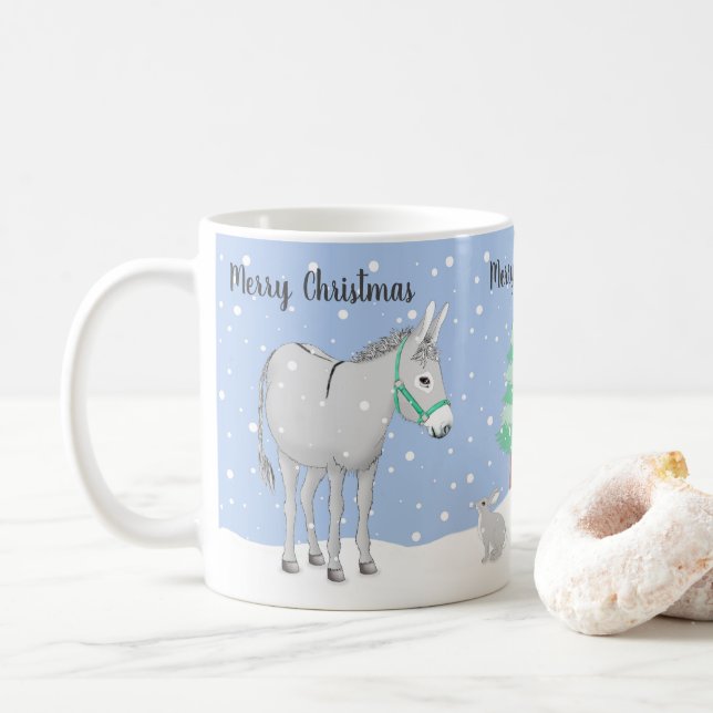 Donkey Rabbit Snow Weihnachts-Tasse Kaffeetasse (Mit Donut)