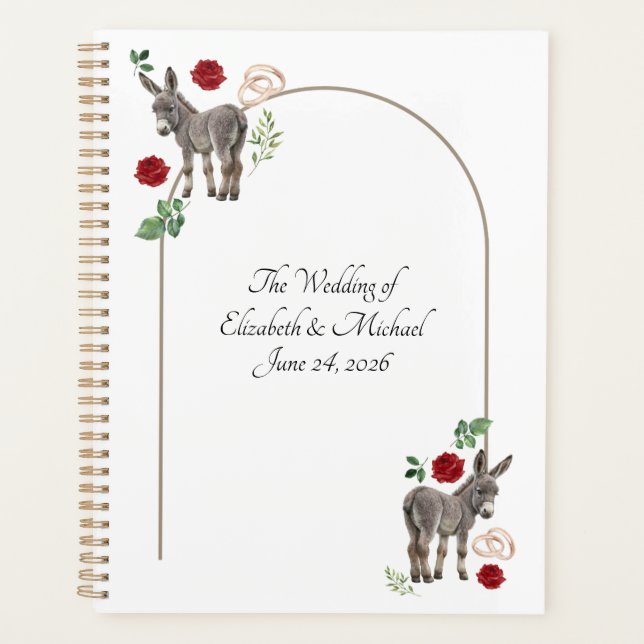 Donkey Red Floral Wedding Planner Planer (Vorderseite)