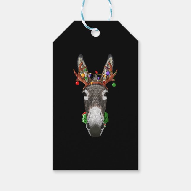Donkey Reindeer Antlers Cute Christmas Animal Xmas Geschenkanhänger (Vorderseite)