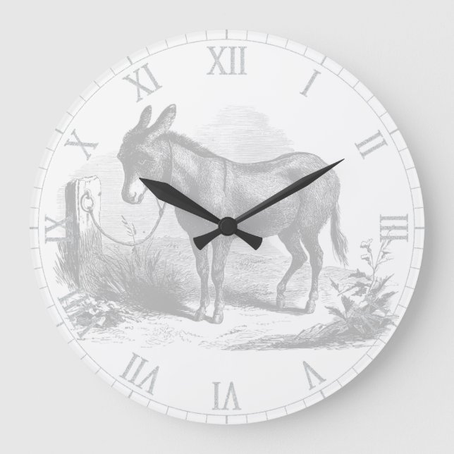 Donkey Sketch Wall Clock Große Wanduhr (Vorderseite)