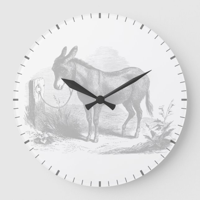 Donkey Sketch Wall Clock Große Wanduhr (Vorderseite)