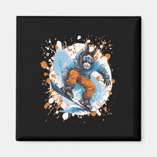 Donkey Snowboarding Animal Snowboard Magnet