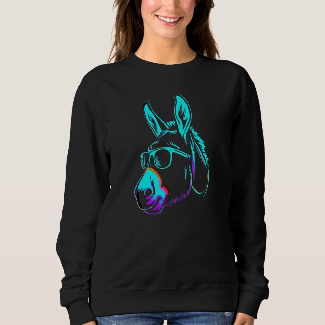 Donkey Stamp 80s Blue Retro Men Women Kids Sweatshirt (Vorderseite)