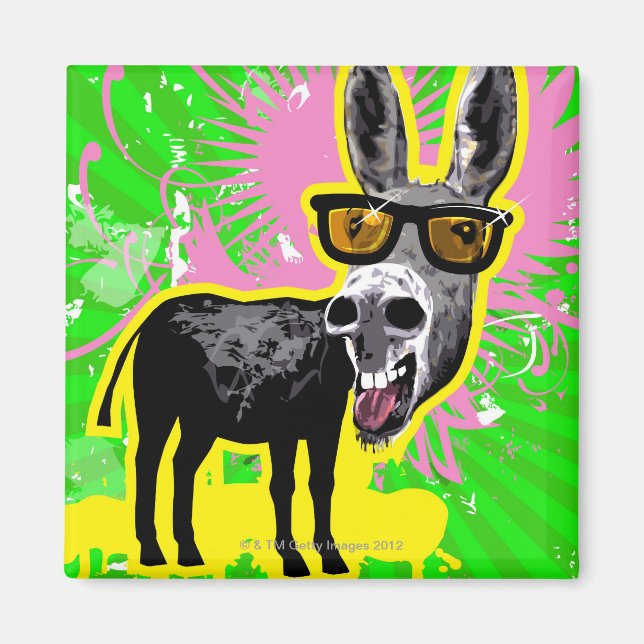 Donkey trägt eine Sonnenbrille Magnet (Vorne)