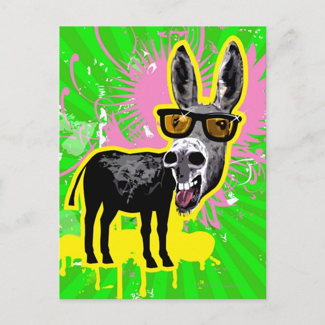 Donkey trägt eine Sonnenbrille Postkarte (Vorderseite)