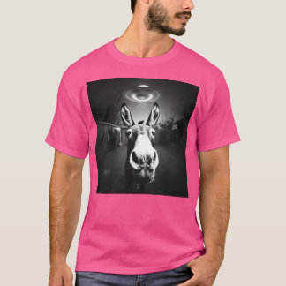 Donkey Ufo Selfie Realistische Alien Treffen Foto T-Shirt