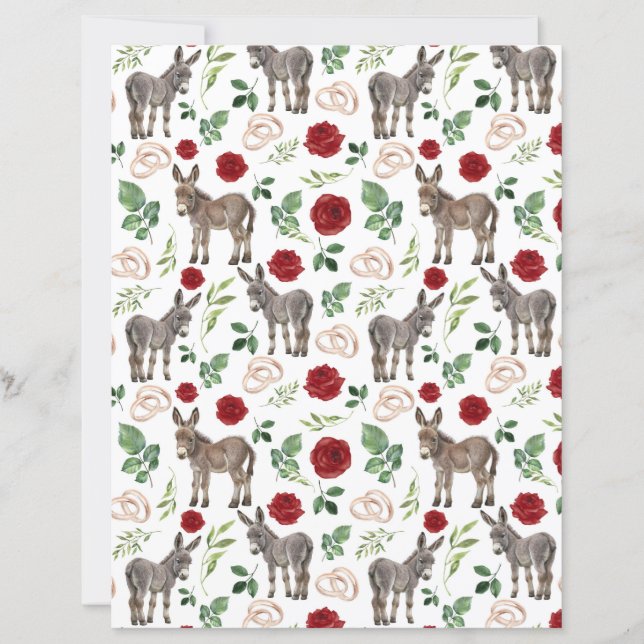 Donkey Wedding Scrapbook Paper in White (Vorderseite)