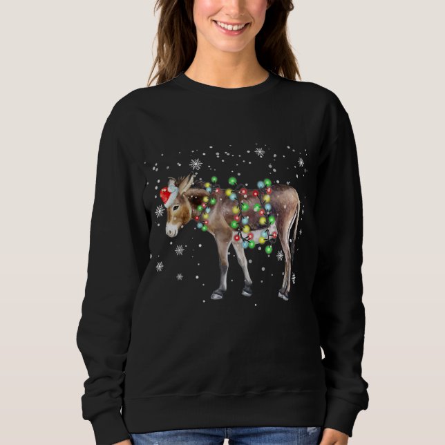 Donkey Weihnachtsbeleuchtung Farbe  | Santa Donkey Sweatshirt (Vorderseite)