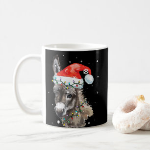 Donkey Weihnachtsfarbenleuchten Weihnachtsmannmütz Kaffeetasse