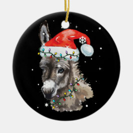 Donkey Weihnachtsfarbenleuchten Weihnachtsmannmütz Keramik Ornament