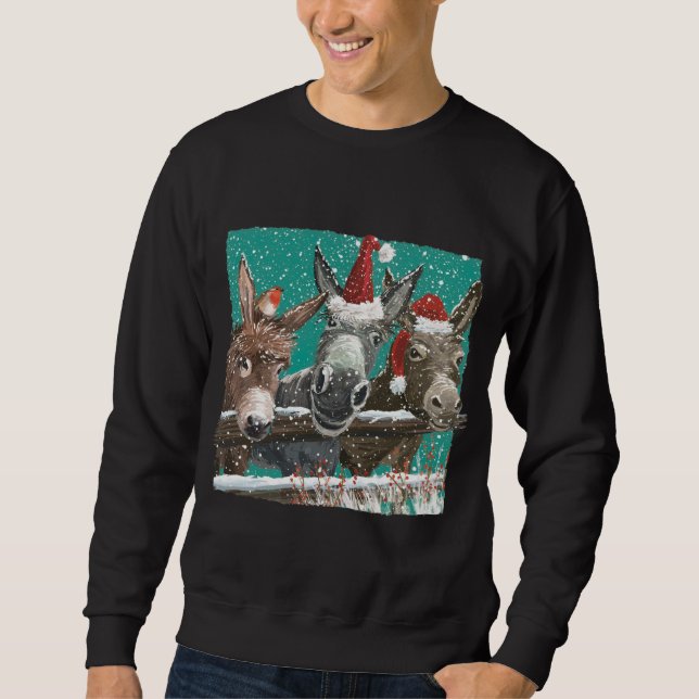 Donkey Weihnachtsmannmütze Donkey Lover Niedlich D Sweatshirt (Vorderseite)