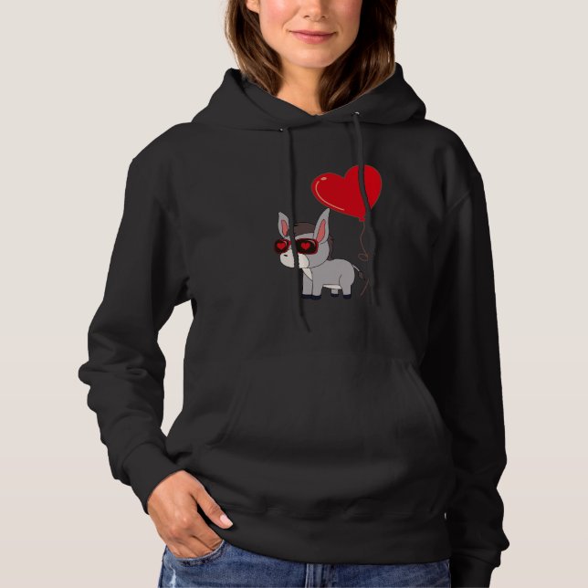 Donkey With Heart Balloon Valentines Day Love Boys Hoodie (Vorderseite)