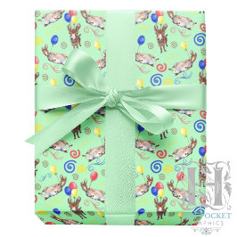 Donkey Wrapping Paper in Green Geschenkpapier