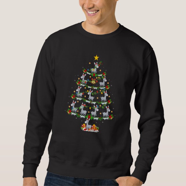 Donkey  Xmas Lights Donkey Christmas Tree Sweatshirt (Vorderseite)