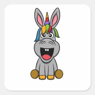 Donkeycorn Unicorn & Donkey Unicorn Lover Geschenk Quadratischer Aufkleber