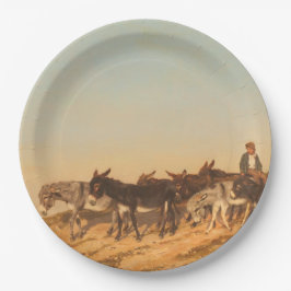 Donkeys in Südfrankreich (von Eugène Burnand) Pappteller