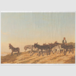 Donkeys in Südfrankreich (von Eugène Burnand) Seidenpapier