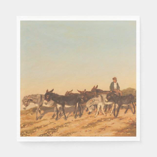 Donkeys in Südfrankreich (von Eugène Burnand) Serviette (Vorderseite)