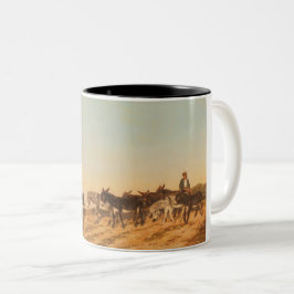 Donkeys in Südfrankreich (von Eugène Burnand) Zweifarbige Tasse