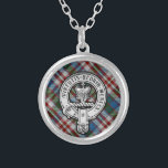 Donnachaidh (Robertson) Dress Hunting tartan Wappe Versilberte Kette<br><div class="desc">Donnachaidh (Robertson) Kleid Jagdtartan,  mit Wappen</div>