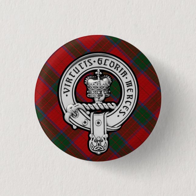 Donnachaidh (Robertson) Red tartan Wappen Abzeiche Button (Vorderseite)