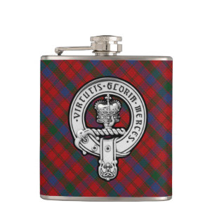 Donnachaidh (Robertson) rotes Tartan Wappen Flachmann