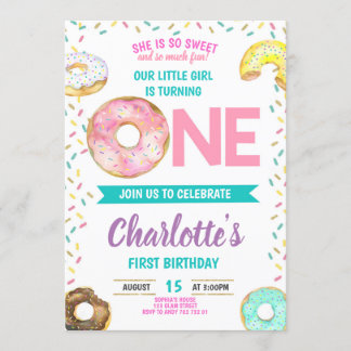 Donne First Birthday Girl Sweet Fun Niedlich Einladung