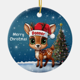 Donner Baby Deer, Fawn, Doe, Reindeer🦌🎄 Keramik Ornament