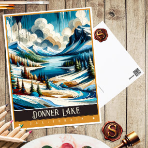 Donner Lake, Kalifornien   Vintage Malerei Postkarte