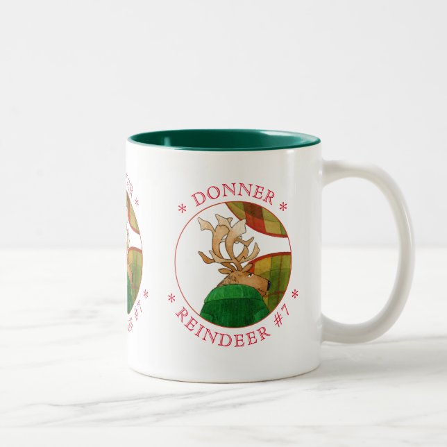 DONNER REINDEER Hunter Green Zwei-Tonen-Tasse Zweifarbige Tasse (Rechts)