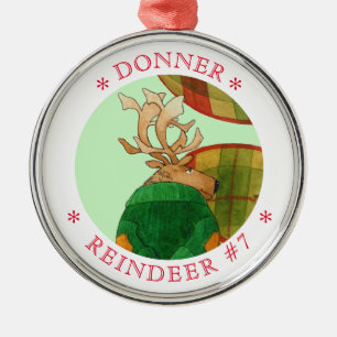 DONNER REINDEER Premium RUNDFUNK Ornament Aus Metall