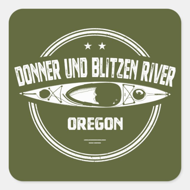 Donner und Blitzen Fluss Oregon Kayaking Quadratischer Aufkleber (Vorderseite)