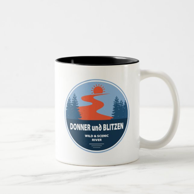 Donner und Blitzen Wild und Landschaftlicher Fluss Zweifarbige Tasse (Rechts)