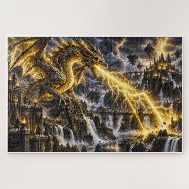 Donnerdrache – Goldener Blitz Puzzle (Horizontal)