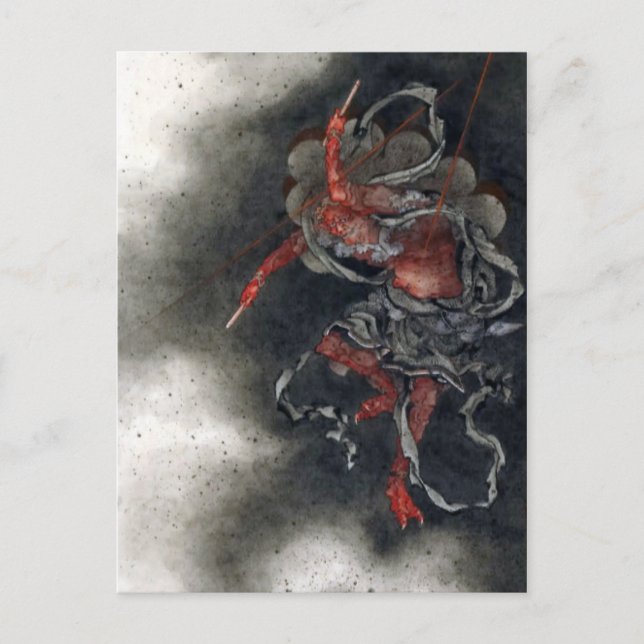 "Donnergott" von Hokusai Postkarte (Vorderseite)