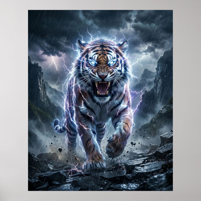 Donnernder Tiger Sturm Teilt Poster (Vorne)