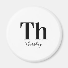 Donnerstag Typografie Schwarz/Weiß Magnet