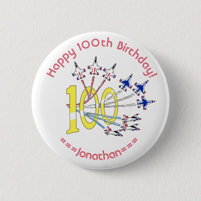 Donnervögel 100. Geburtstags-Abzeichen Button (Vorderseite)