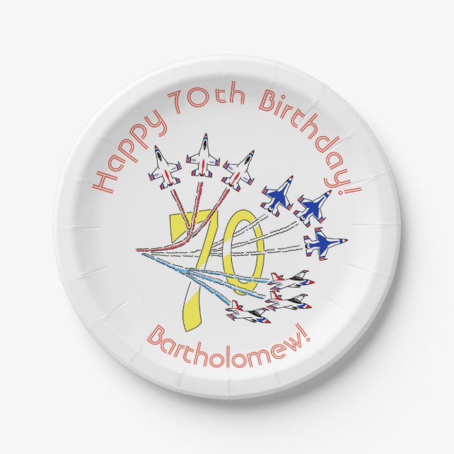 Donnervögel 70. Geburtstag Papierplatte Pappteller (Vorderseite)