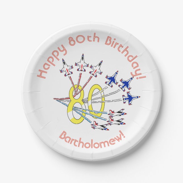 Donnervögel, 80. Geburtstag Papierplatte Pappteller (Vorderseite)