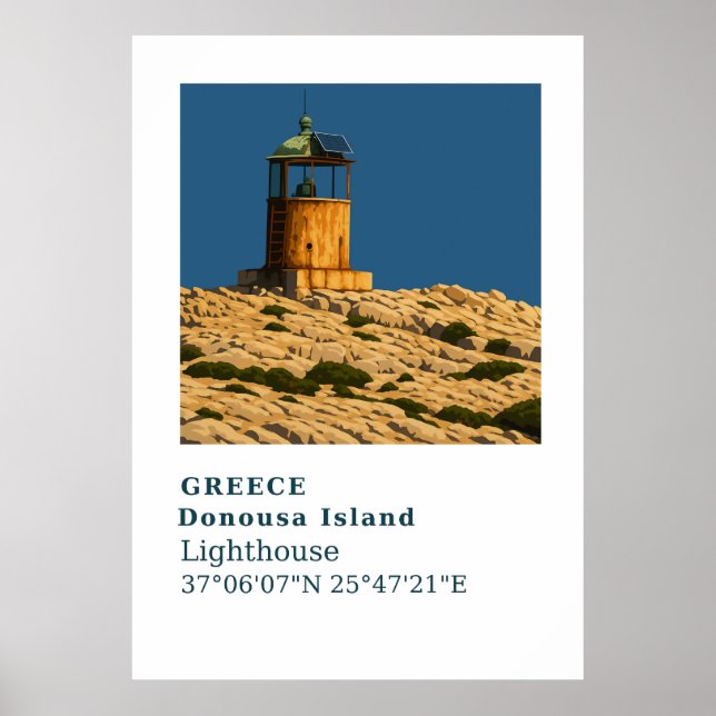 Donousa Greece Lighthouse Wall Art Poster (Vorne)